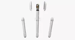 Heavy Space Rocket with Satellite Rigged 3D model
