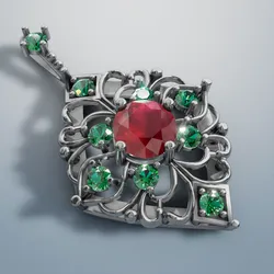 Luxury Diamond Pendant 3D Model with Ornate Vintage Filigree Design Elegant Gemstone Jewelry
