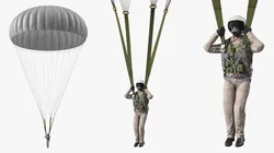 Military Pilot with Parachute 3D model