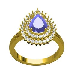 Pear Stone Double Halo Cocktail Ring