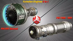 PW GTF Geared - PW F100 - 220 - Turbofan Engines 2 in 1 3D Model Pack