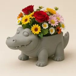 Smiling Crocodile Planter | 3D Printed Flower Pot STL