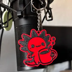 Keychain - Axolotl Drinking Coffee ☕