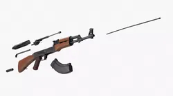 Assembling an AK 47 Rigged Animated for Maya 3D model