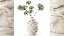 Bouquet Hogweed Branches White Vase Whale Figurine decor new 3D model