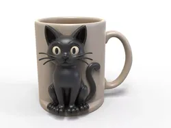 Cute Cartoon Black Cat Mug Pen Holder 3D print model