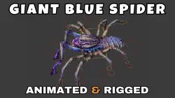 Giant Blue Spider Rigged And Animated 3D Model 3D model