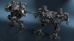 Heavy Assault Mech Walker Black in Wolfenstein Style 3D model