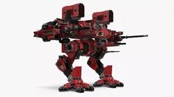 Heavy Combat Biped Mech Quad-Barrel Loadout in Anime Style 3D model