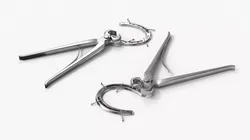 Horseshoe Removal Tongs with Farrier Nails Silver 3D model