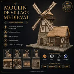 Moulin de village medieval 3D   3D model
