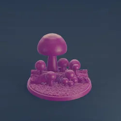 Mushroom Cluster AX – FDM Printable Diorama Base with Fantasy Terrain Mushrooms