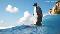 Ocean Rider Emperor Penguin on Surfboard Fur 3D model