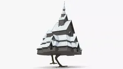 Snow Covered Fairy Tale Hut on Chicken Legs Animated Rigged 3D model