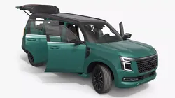 Urban Seven-Seater SUV with Panoramic Roof Green Rigged 3D model