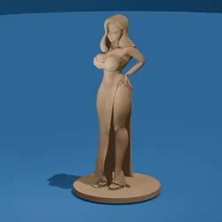 Voluptuous Toon Woman in Elegant Red Dress v2