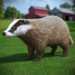 Badger Brown Fur 3D model