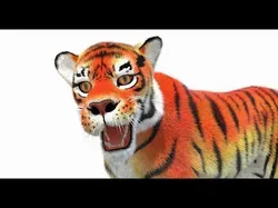 Cartoon Tiger Animated Fur 3D model