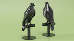 Falcon Dummy on Perch Black 3D model