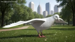 Lowpoly Dove Wings Extended White 3D model