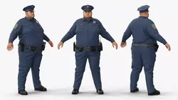Overweight NYPD Police Officer Fur for Maya 3D model