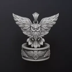 Owl Pendant Ring v3 Collection 3D Model Pack