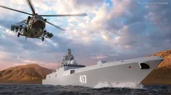 Rus Frigate Admiral Gorshkov MI-171Sh Landing Animated Rigged 3D model