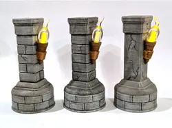 Stone Pillar with Flickering Torch