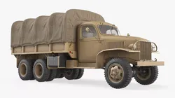 Vintage Military Cargo Truck with Canvas Top Sand 3D model