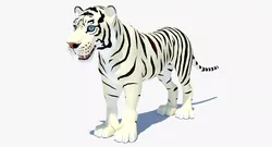 White Cartoon Tiger Low-poly 3D model