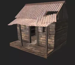 Abandonned wood cabin Low-poly 3D model