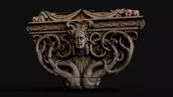 ancient column capital stone ornament PBR photogrammetry Low-poly 3D model