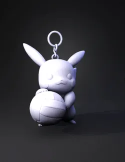 Create a buff Pikachu Holding a volley ball Make it a keychain