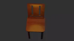 Living room chair in dark ancient style wood material Low-poly 3D model