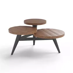 Multilevel Coffee Table natural wood Low-poly 3D model