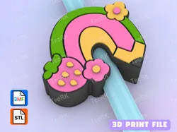 Other STL تنزيل - Straw Topper Strawberry rainbow pencil - TeoRk