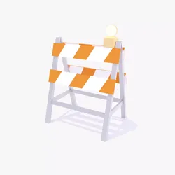 Road Closed Barrier Low-poly 3D model