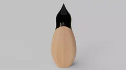 wooden carving penguin Showpiece 3D model