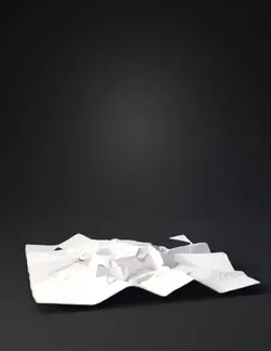 wrinkled white paper napkin with creases and textured surface