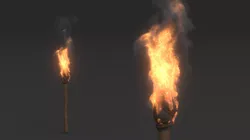 Burning Torch Flame VDB Animated for Blender 3D model