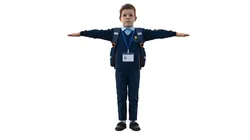 elementary school boy t-pose 3D model Low-poly 3D model