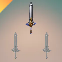 Fantasy Sword 3D Model – STL, OBJ, GLB – Printable Medieval Blade Prop