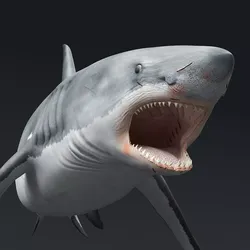 Great White Shark Attack Rigged For Maya Animated 3D model