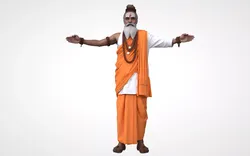 Indian religious leader Adam T-pose 3D model Low-poly 3D model