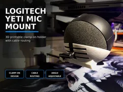 Logitech Yeti Mic Mount With Cable Clips  - Free 3D Print Model
