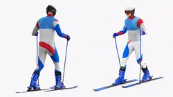 Skier Ski Walking Animated Rigged For Maya 3D model