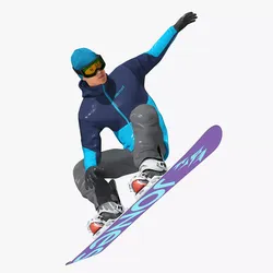 Snowboarder Grab Jump Trick Animated Rigged For Maya 3D model