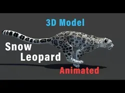 Animated Snow Leopard Low-poly 3D model