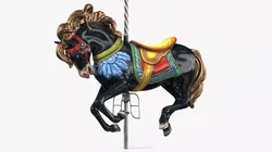 Carousel Galloping Horse Ebony 3D model