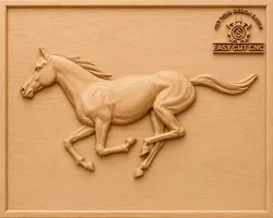 Elegant Walking Horse Relief CNC 3D Model for Wood Carving 3D model